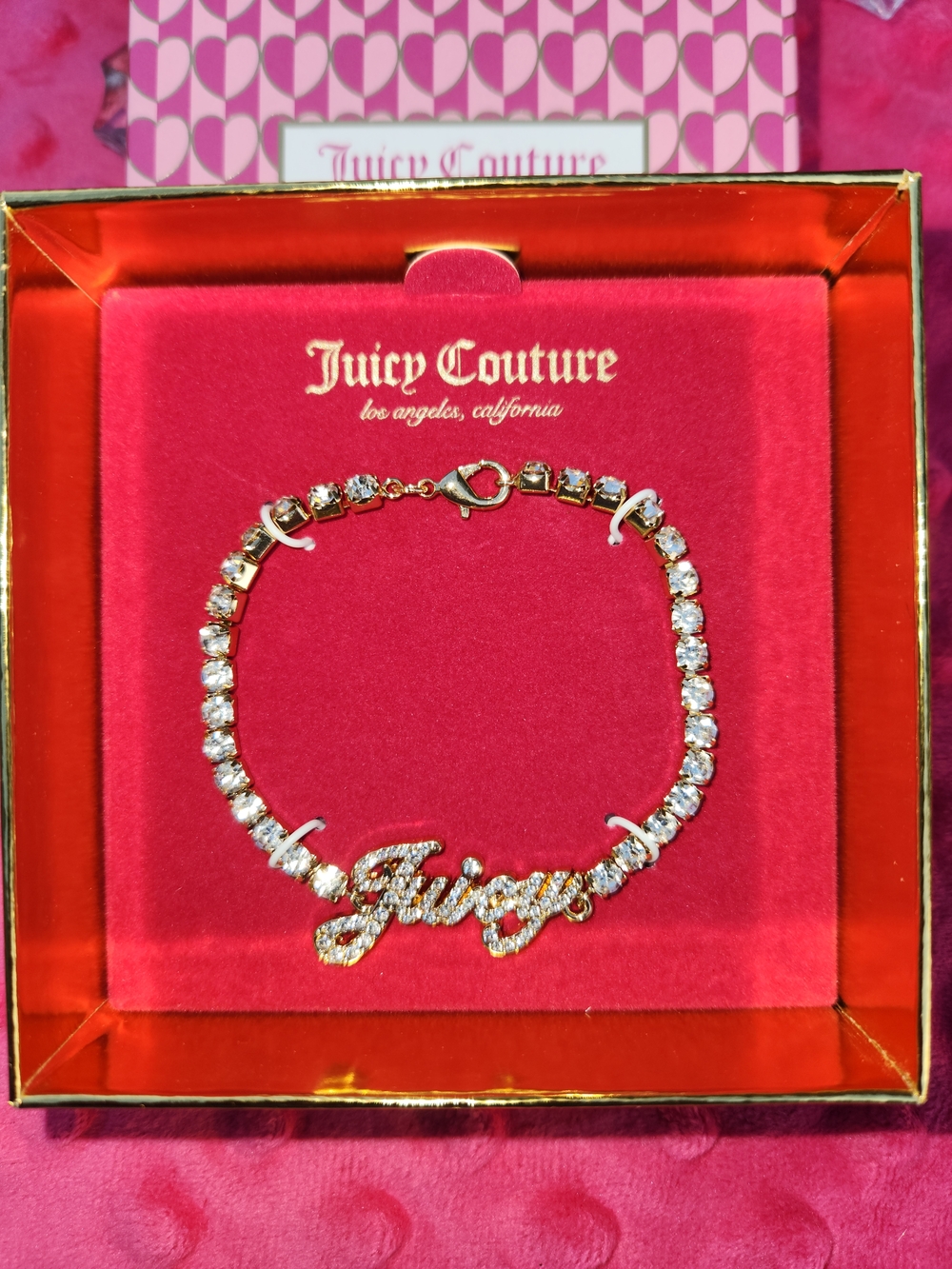 Juicy Couture Gold Crystal 'Juicy' Tennis Bracelet - Gold